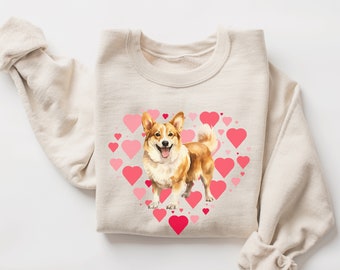 Corgi Valentine Sweatshirt Gift Idea for Corgi Lover Mama Present Amor Pink Shirt With Corgi Love Sweater Dog Themed Gifts for Corgi Owner