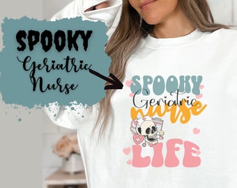 Geriatric Nurse Life Sweatshirt Gift Retro Wavy Letter Halloween Crew Neck With Custom Specialization