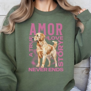 Golden Retriever Dog Sweatshirt Valentine Gift For Dog Lover Present For Dog Mom and Dad Goldie Dog Valentines Day Shirt Golden Lovers image 1