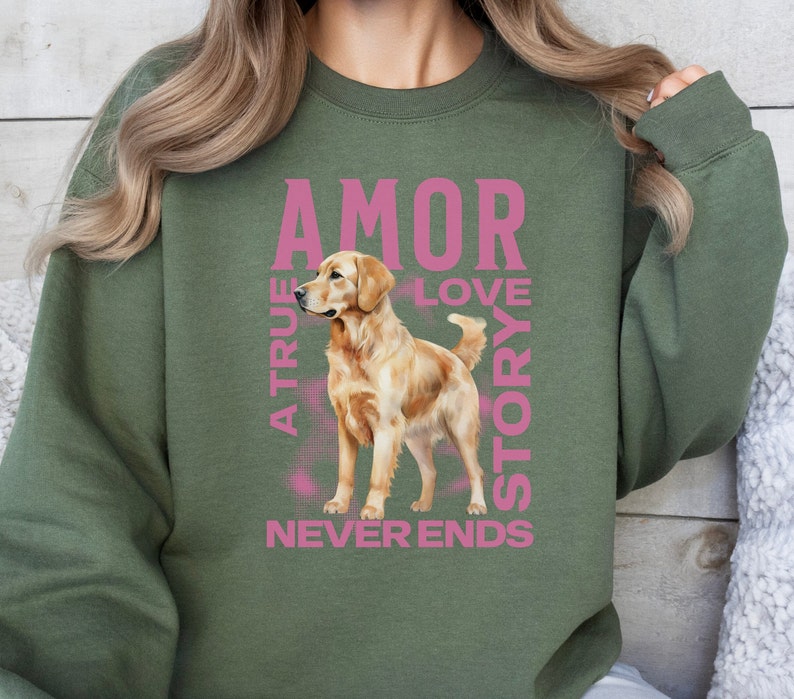 Golden Retriever Dog Sweatshirt Valentine Gift For Dog Lover Present For Dog Mom and Dad Goldie Dog Valentines Day Shirt Golden Lovers image 1