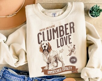 Clumber Spaniel Personalized Dog Sweatshirt, Spaniel Mom Shirt, Clumber Dad Sweater, Spaniel Tee, Spaniel Dad Gift, Dog Mom Person Gift Top