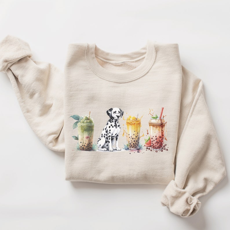 Dalmatian Dog Mom Sweatshirt Bubble Tea Gift for Dalmation Owner