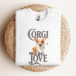 Corgi Valentine Sweatshirt Gift Idea for Corgi Lover Mama Present Amor Pink Shirt With Corgi Love Sweater Dog Themed Gifts for Corgi Owner White