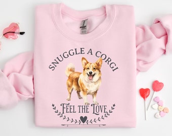 Corgi Valentine Sweatshirt Gift Idea for Corgi Lover Mama Present Amor Pink Shirt With Corgi Love Sweater Dog Themed Gifts for Corgi Owner