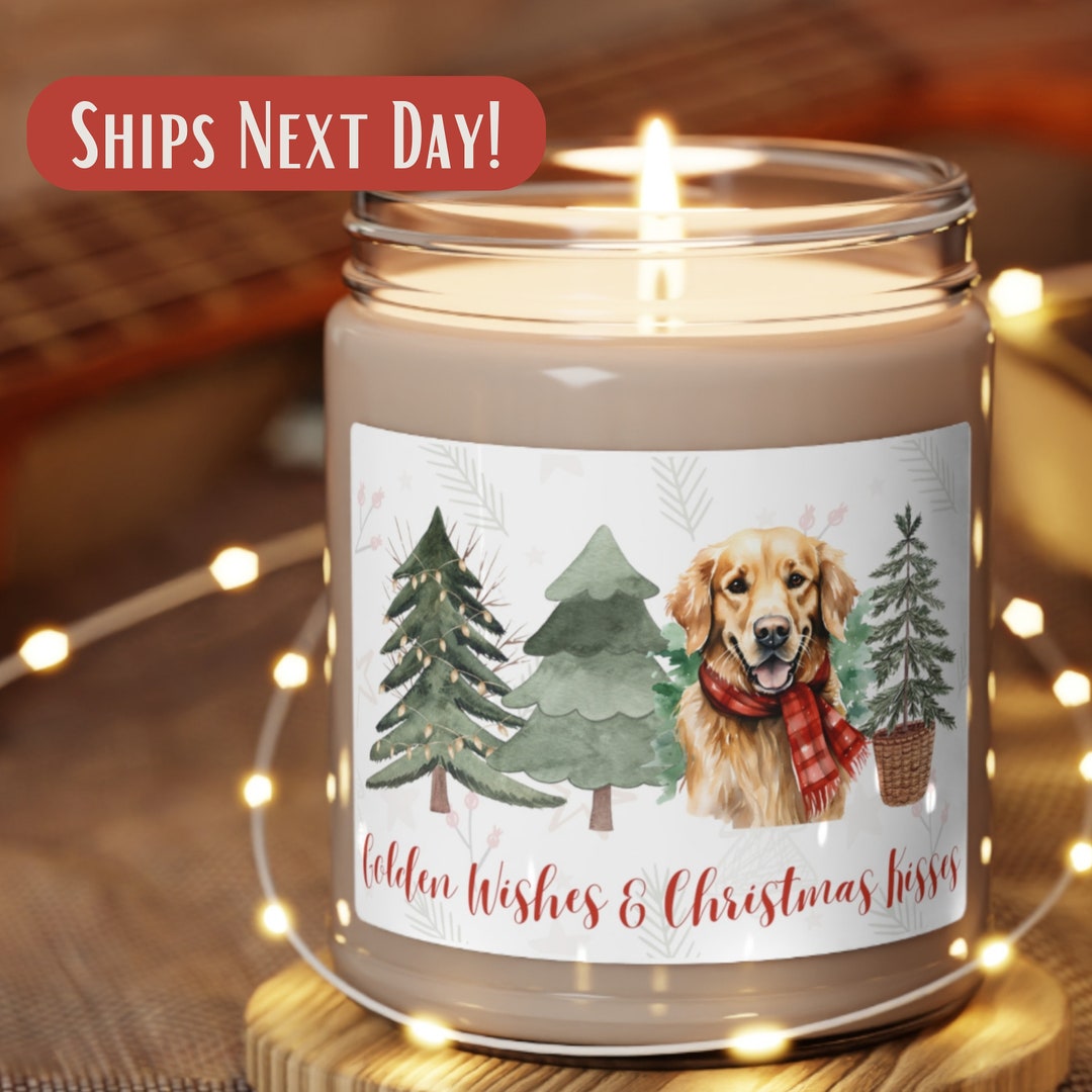 Christmas Golden Retriever Candle, Goldie Dog Candle Gifts, Retriever
