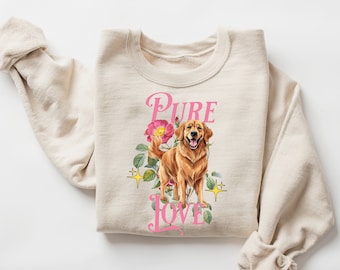 Golden Retriever Dog Sweatshirt Valentine Gift For Dog Lover Present For Dog Mom and Dad Goldie Dog Valentines Day Shirt Golden Lovers