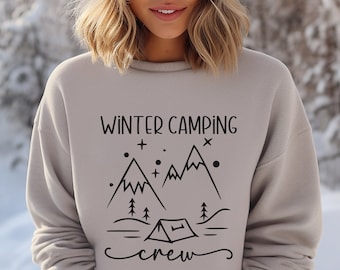 Moletom personalizado para acampamento de inverno, camisa de acampamento para grupo familiar, suéter de acampamento personalizado, gola redonda para acampamento, presente para acampamento