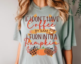 Comfort Colors Coffee Lover Pumpkin Shirt, Coffee Lover Shirt, Fall Coffee Shirt, Coffee Lover Gift, Comfort Colors Tee, Spooky Season Shirt