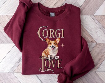 Corgi Valentine Sweatshirt Gift Idea for Corgi Lover Mama Present Amor Pink Shirt With Corgi Love Sweater Dog Themed Gifts for Corgi Owner