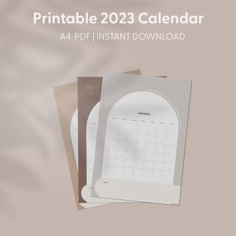 Minimalist Arch Printable Calendar 2023 | Planner 2023 | A4 PDF ...