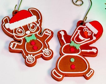 Olaf and Stitch Gingerbread Ornaments