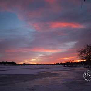 Christmas Sunrise at Frozen Hidden Lake ~ Nature Photography Print ~ Fine Art Decor ~ Colorado