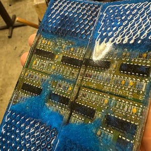Handle scales for knife making (circuit board/resin)