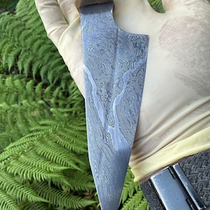 Damascus Small petty kitchen knife 5” hand forged