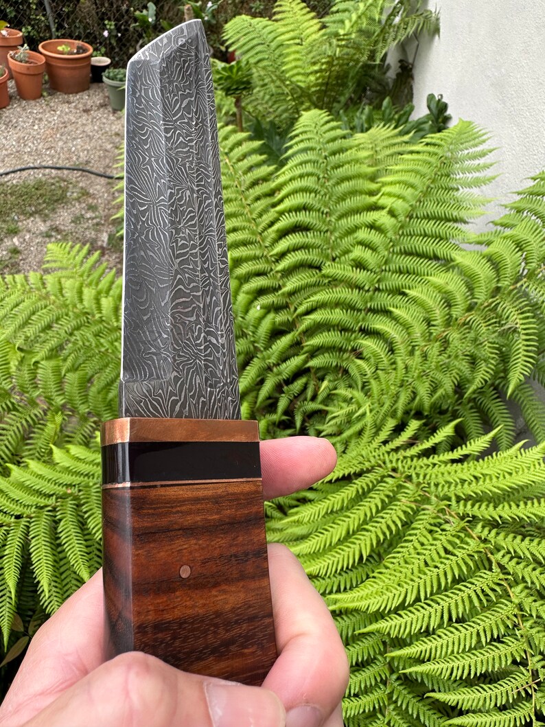 Hand Explosion Damascus Custom Tanto Knife Etsy