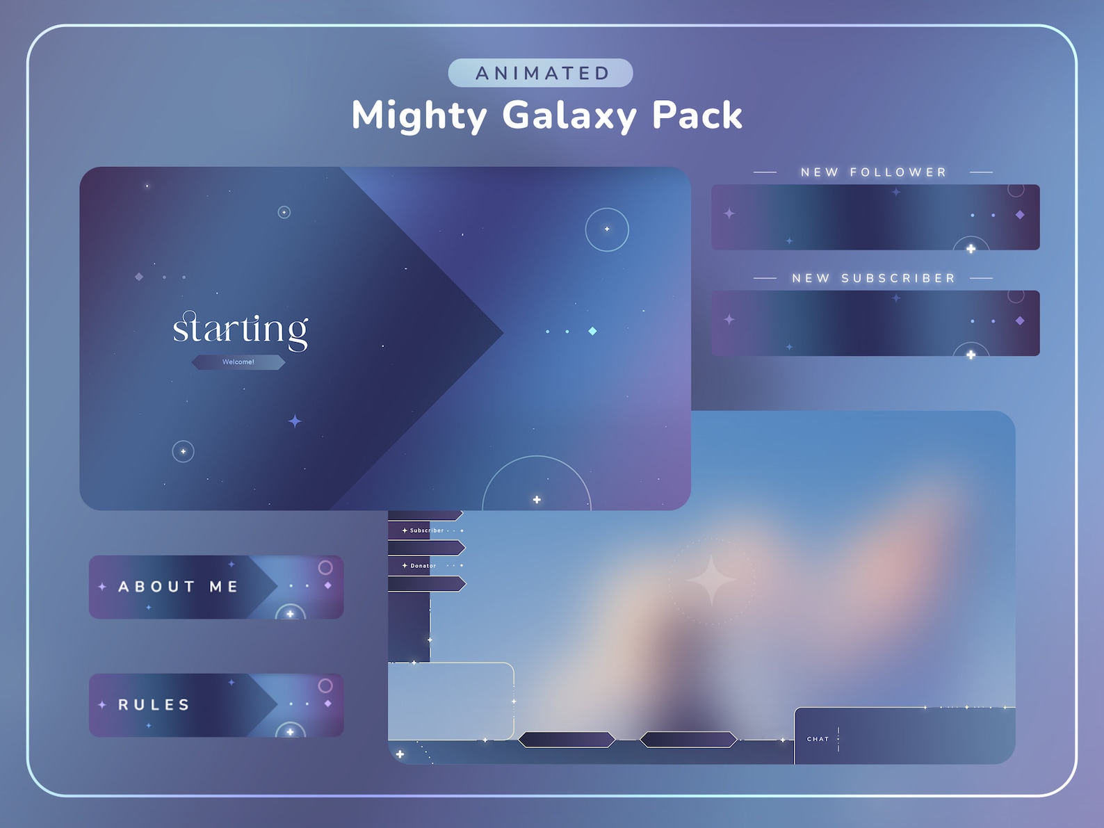 Mighty Galaxy Animated Twitch Pack Overlays Scenes Alerts - Etsy