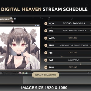 Digital Heaven Twitch Stream Schedule Weekly Template | PSD + CANVA