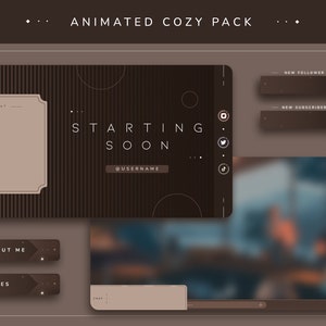 Cozy Animated Stream Pack | Twitch Overlays, VTuber Just Chatting, Panels, Alerts, Aesthetic Layout