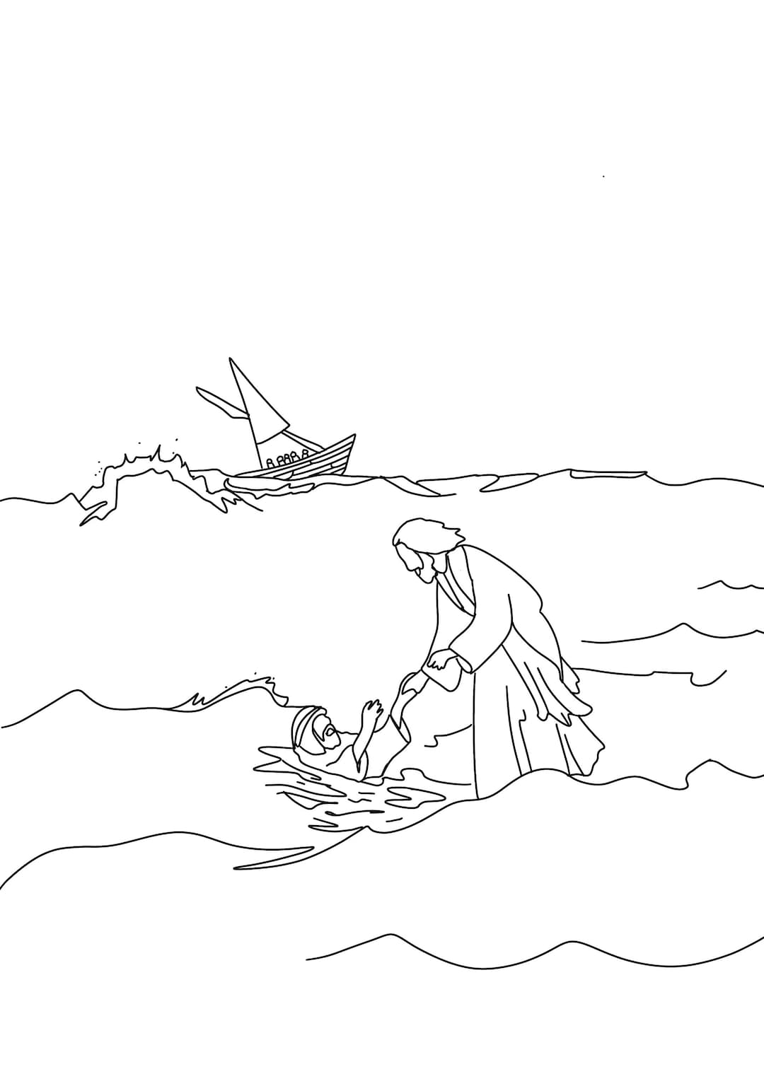 Minimalist Jesus Walking on Water With Peter simon - Etsy