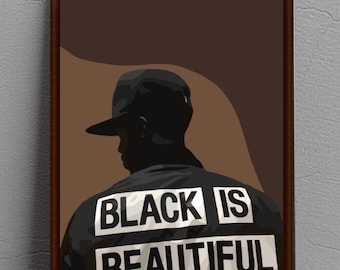 Black Art Print, Urban Male Portrait, Abstract Wall Decor