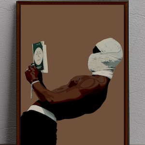 Black man reading book wall art, urban art, black man art, abstract art, black male art, abstract art, black man wall art, black people art