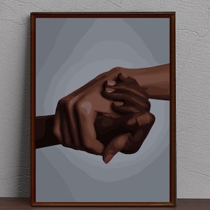 Black Couple Holding Hands Art: Afrocentric Home Decor (Digital Download)