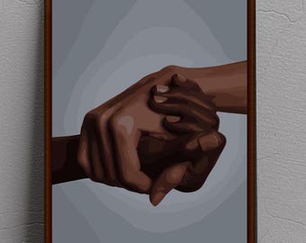 Black Couple Holding Hands Art: Afrocentric Home Decor (Digital Download)