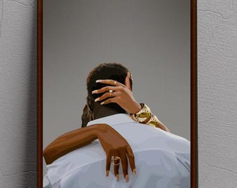 Black Love Art Poster: Abstract Couple Wall Art