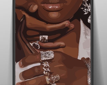 Stylish Black Couple Fashion Illustration: Elegant Abstract Art (Digital Download)