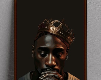 Impresión artística del Rey Negro: Póster de retrato abstracto urbano