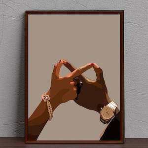 Black Love Kunstdruck: Afrozentrisches Paar, Händchen haltend (Digital Download)