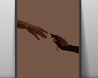 Black Couple Hands Art Print: Afrocentric Home Decor (Digital Download)