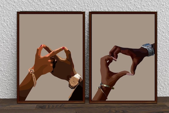 Black Love Art Print: Couple Holding Hands, African American Home Decor (Digital Download)