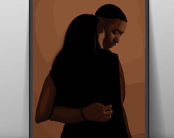 Romantic Black Couple Art Print: Afrocentric Home Decor (Digital Download)