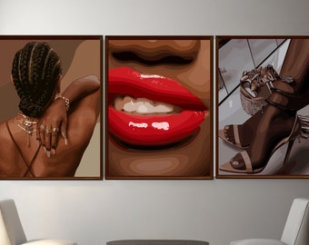 Black Woman Fashion Illustration Wall Art Set (Digital Download)
