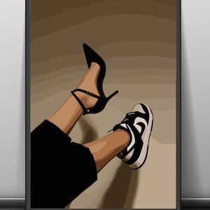 Black Woman Fashion Art Print: Heels & Sneakers (Digital Download)