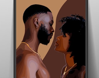 Black Love Art Print: Stylish African American Couple (Digital Download)