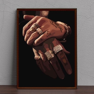 Black man hands with gold jewelry wall art, urban wall art, black man art, abstract art, black man wall art, printable art, black art print