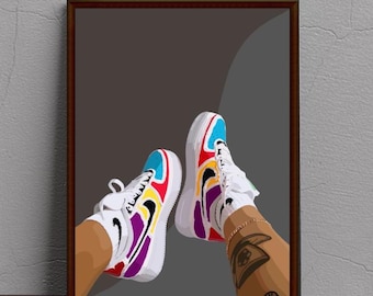 Colorful Sneaker Art Print: Streetwear Room Decor (Digital Download, Multiple Sizes Available)