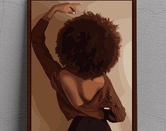 Black Woman Afro Art Print: African American Home Decor (Digital Download)