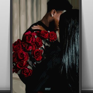 Black Couple Art, Black Love Art, African American Art, Abstract Art, Black Couple Wall Art, Black Art Print, Black Art, Black Love Wall Art
