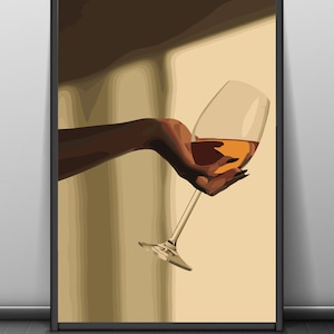 Black Woman Wine Art Print: Abstract African American Female (Digital Download)