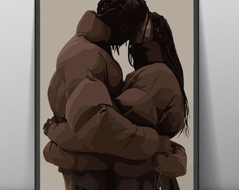 Black Love Art Print: Romantic Couple Illustration (Digital Download)