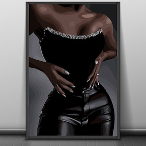 Schwarze Frau Kunstdruck: Abstraktes Wandbild mit schwarzer Frau (Digital Download)