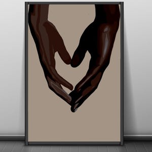 Art Print Black Couple Hands: afrocentrisch interieur (digitale download)