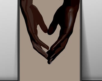 Black Couple Hands Art Print: Afrocentric Home Decor (Digital Download)