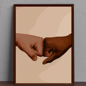 Black couple holding fist hands wall art, black love art, black couple wall art, black love wall art, black Coupl art, abstract art afro art