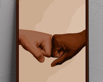 Black Love Fist Bump Art: Afro Couple Abstract Print