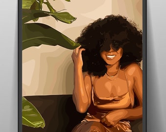 Ilustración de moda de mujer negra: Arte afro imprimible (descarga digital)