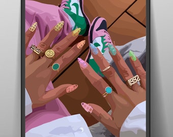 Black Woman Sneaker Art Print: Urban Fashion Illustration (Digital Download)